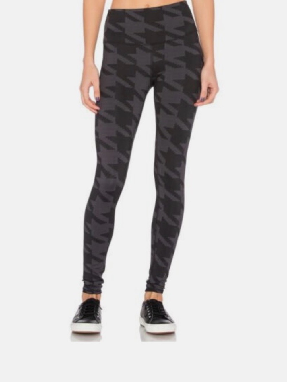 Alo Yoga High-Waist Airbrush Houndstooth Leggings Black Gray S